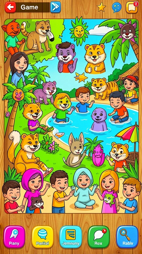 Tampilan grafis yang menarik dan penuh warna.